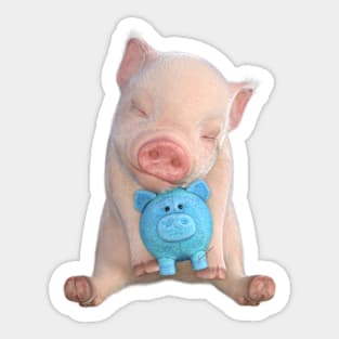 Piglet with Blue Toy Sticker